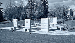 La Francophonie Monument in front of the hospital